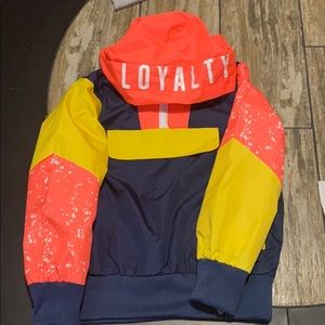 Encrypted Small yellow Blue white pull over jacket